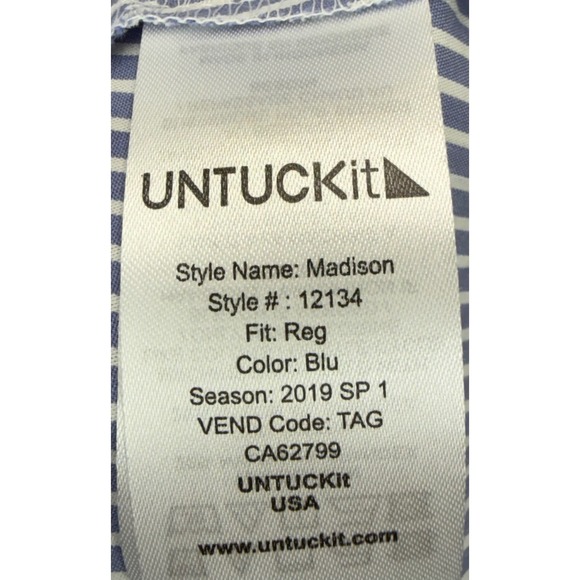 UNTUCKit Madison Striped Shirt Dress Womens Size 4 Blue White Tie Waist Classic - Picture 5 of 6